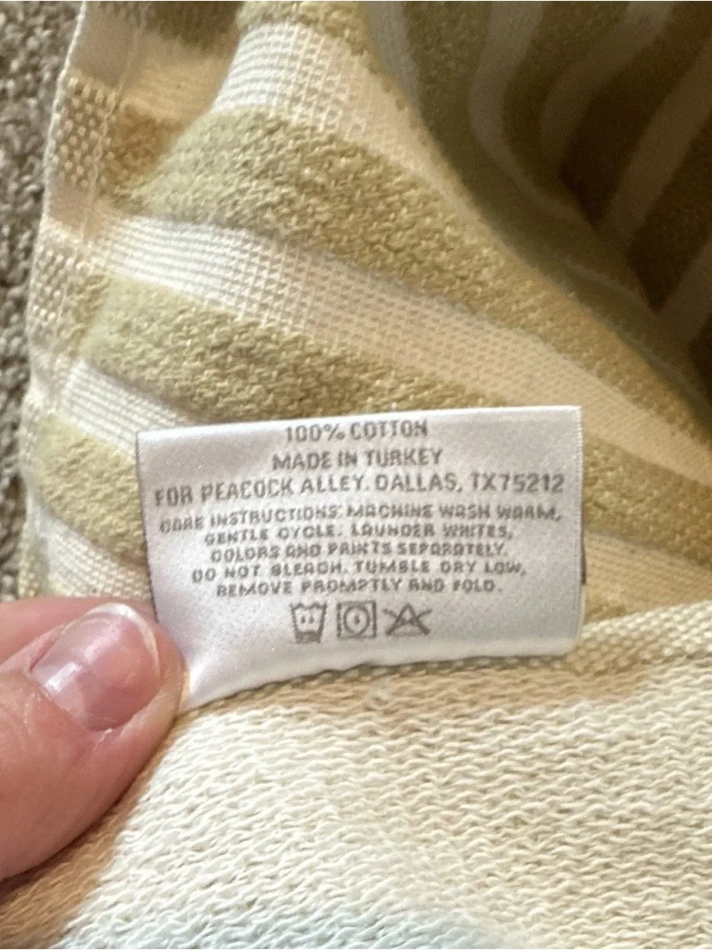 Peacock Alley Soft Cream Striped Cotton Throw